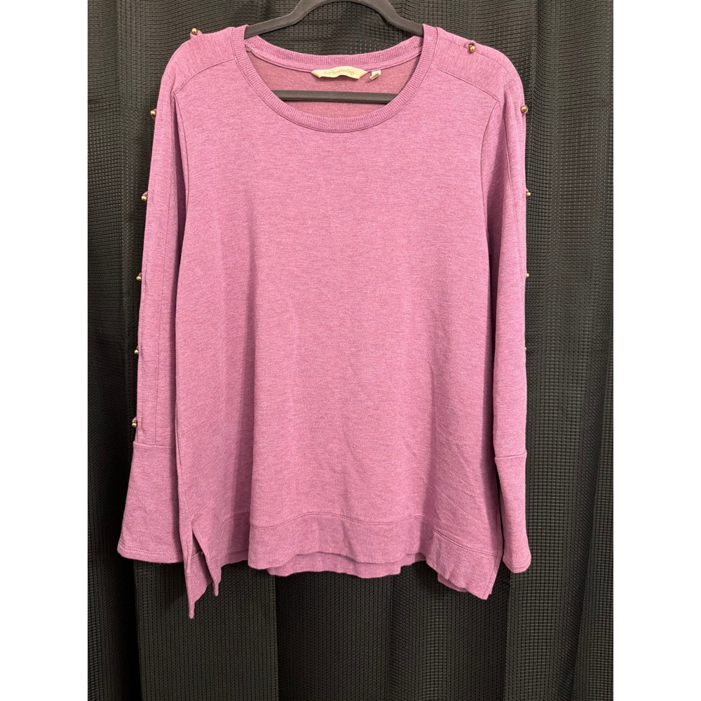 Soft Surroundings Orchid Pink Button Sleeve Pullover Top Petite Large PL